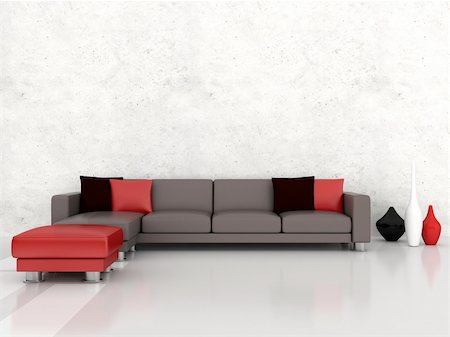 red pillows on leather couch - Interior of the modern room Stock Photo - Budget Royalty-Free & Subscription, Code: 400-04385452