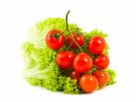 simsearch:400-04766599,k - Tomatoes cherry and green salad isolated on white background Stock Photo - Budget Royalty-Free & Subscription, Code: 400-04385536