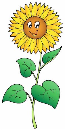 Cute cartoon sunflower - vector illustration. Stock Photo - Budget Royalty-Free & Subscription, Code: 400-04387280