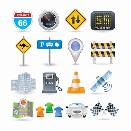 fuel meter - road and car icon set Stock Photo - Budget Royalty-Free & Subscription, Code: 400-04387631