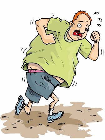 fat man exercising - Cartoon of overweight runner trying to lose weight Stock Photo - Budget Royalty-Free & Subscription, Code: 400-04389172