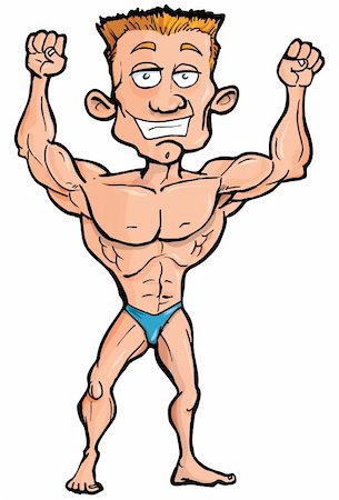 Cartoon body builder flexing his muscles. Isolated on white Stock Photo - Budget Royalty-Free & Subscription, Code: 400-04389222