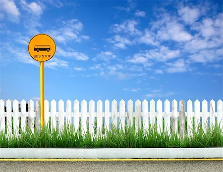 photo picket garden - bus stop sign at roadside Stock Photo - Budget Royalty-Free & Subscription, Code: 400-04389476