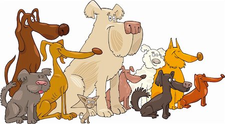 Cartoon illustration of Sitting dogs group Stock Photo - Budget Royalty-Free & Subscription, Code: 400-04389538