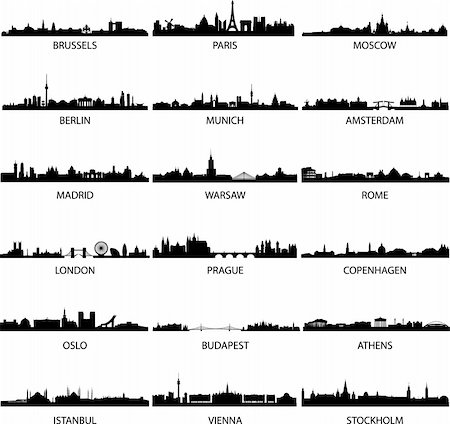 detailed illustrations of various european cities Stock Photo - Budget Royalty-Free & Subscription, Code: 400-04389796