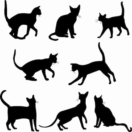 pretty in black clipart - Cats silhouettes collection - vector illustration Stock Photo - Budget Royalty-Free & Subscription, Code: 400-04380835