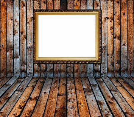 simsearch:400-06173901,k - vintage old grunge wooden plank interior with golden frame Foto de stock - Super Valor sin royalties y Suscripción, Código: 400-04381406