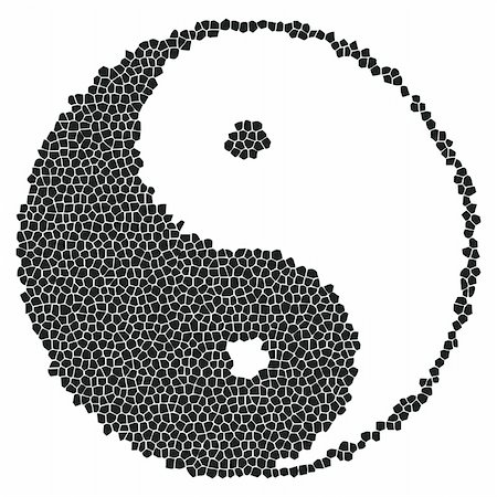 simsearch:400-04744928,k - Yin-yang symbol mosaic composed of small black pieces Stock Photo - Budget Royalty-Free & Subscription, Code: 400-04381408