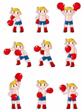cartoon boxer icon set Foto de stock - Super Valor sin royalties y Suscripción, Código: 400-04381754