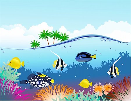 diving cartoon - Sea life cartoon Stock Photo - Budget Royalty-Free & Subscription, Code: 400-04382571