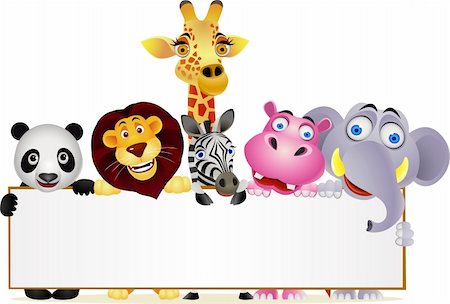 simsearch:400-04382902,k - Animal cartoon and blank sign Stock Photo - Budget Royalty-Free & Subscription, Code: 400-04382899
