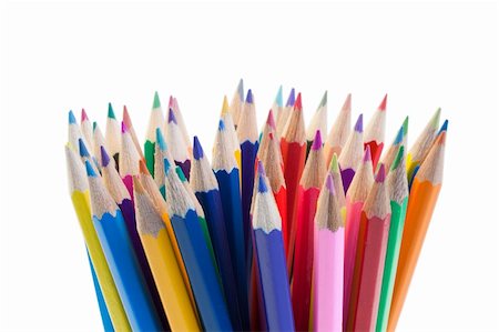 simsearch:400-04046903,k - Color pencils gathering on a white background Stock Photo - Budget Royalty-Free & Subscription, Code: 400-04383078
