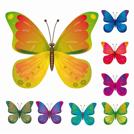 eco illustration - A collection of colorful butterflies. Vector illustration. Vector art in Adobe illustrator EPS format, compressed in a zip file. The different graphics are all on separate layers so they can easily be moved or edited individually. The document can be scaled to any size without loss of quality. Stock Photo - Budget Royalty-Free & Subscription, Code: 400-04383071