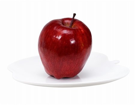 simsearch:400-05346291,k - red apple on a apple shaped dish over white Stock Photo - Budget Royalty-Free & Subscription, Code: 400-04383201