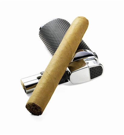 simsearch:400-05207678,k - cuban cigar and lighter isolated over white background Stock Photo - Budget Royalty-Free & Subscription, Code: 400-04383210