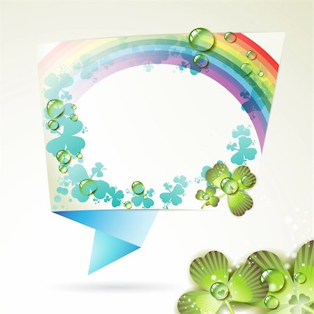 simsearch:400-04326432,k - Abstract background with clover, rainbow and drops of water Stock Photo - Budget Royalty-Free & Subscription, Code: 400-04383416