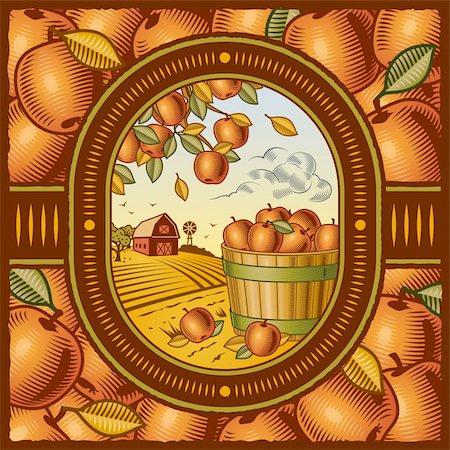 simsearch:846-03164224,k - Retro apple harvest in woodcut style. Vector illustration with clipping mask. Stock Photo - Budget Royalty-Free & Subscription, Code: 400-04394219