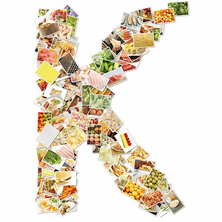 simsearch:700-00092986,k - Letter K with Food Collage Concept Art Photographie de stock - Aubaine LD & Abonnement, Code: 400-04394635