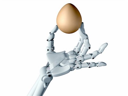 simsearch:400-07899875,k - Robot hand tentatively holding a fragile egg Stock Photo - Budget Royalty-Free & Subscription, Code: 400-04394843