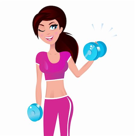 Cute fitness woman isolated on white. Vector Illustration. Stock Photo - Budget Royalty-Free & Subscription, Code: 400-04395937