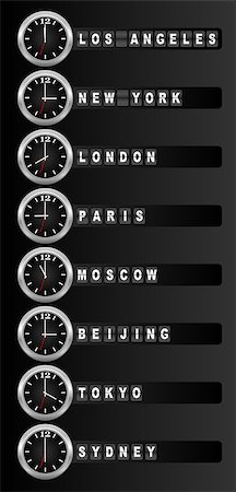 paris clock - Timezone clock. Clocks showing the time around the world. Stock Photo - Budget Royalty-Free & Subscription, Code: 400-04397775