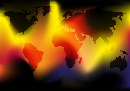 Abstract Background - Map of World on Burning Background Stock Photo - Budget Royalty-Free & Subscription, Code: 400-04397777
