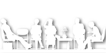 Editable vector cutout silhouettes of people sitting in a waiting room with background shadow made using a gradient mesh Stock Photo - Budget Royalty-Free & Subscription, Code: 400-04397969