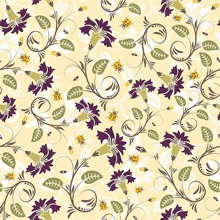 simsearch:400-05686210,k - Flower seamless pattern with ladybug, element for design, vector illustration Stock Photo - Budget Royalty-Free & Subscription, Code: 400-04398227
