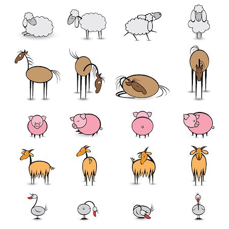 Set of various animals living on the farm. Illustration on white background Stock Photo - Budget Royalty-Free & Subscription, Code: 400-04398418