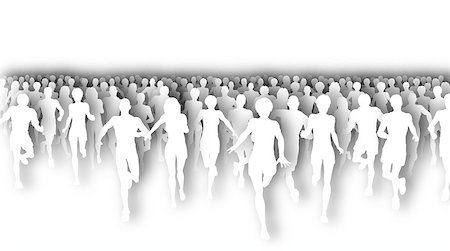 Illustration of a large group of people running with drop shadows Stock Photo - Budget Royalty-Free & Subscription, Code: 400-04398819