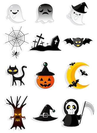 simsearch:400-05325412,k - Halloween icons Stock Photo - Budget Royalty-Free & Subscription, Code: 400-04399012