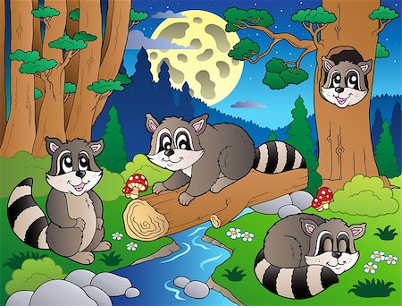 rivulet - Forest scene with various animals 8 - vector illustration. Stock Photo - Budget Royalty-Free & Subscription, Code: 400-04399071