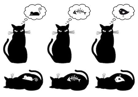 cat dreaming about eating, vector illustration Foto de stock - Super Valor sin royalties y Suscripción, Código: 400-04399288