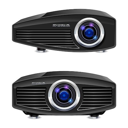 projector - Realistic multimedia projector. Illustration on white background for design Stock Photo - Budget Royalty-Free & Subscription, Code: 400-04399431