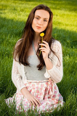 simsearch:400-04399510,k - Girl with dandelion on green field Stock Photo - Budget Royalty-Free & Subscription, Code: 400-04399525