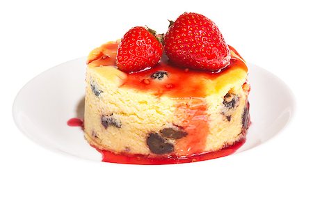 simsearch:400-05173009,k - Cheesecake with fresh strawberries on white plate closeup Stock Photo - Budget Royalty-Free & Subscription, Code: 400-04399567
