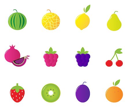 simsearch:400-05891431,k - 12 fruit and berries cute icons collection. Vector Illustration. Stock Photo - Budget Royalty-Free & Subscription, Code: 400-04399893