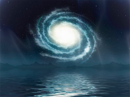 simsearch:400-07550284,k - An image of a galaxy over the sea Photographie de stock - Aubaine LD & Abonnement, Code: 400-04390391