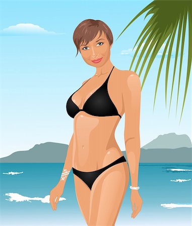 simsearch:400-04135676,k - Illustration pretty girl on summer background - vector Stock Photo - Budget Royalty-Free & Subscription, Code: 400-04390445