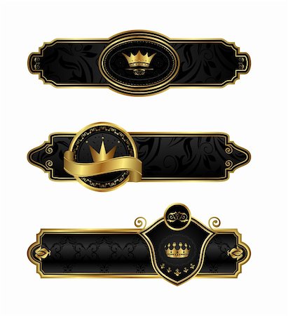 simsearch:400-05904254,k - Illustration black-gold decorative frames - vector Stock Photo - Budget Royalty-Free & Subscription, Code: 400-04390467