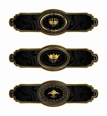 simsearch:400-05904254,k - Illustration set black-gold decorative frames - vector Stock Photo - Budget Royalty-Free & Subscription, Code: 400-04390470