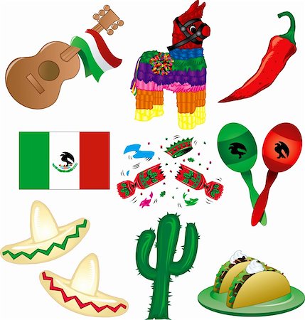 Vector Illustration of 9 Mexican party icons Stock Photo - Budget Royalty-Free & Subscription, Code: 400-04391640