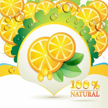 simsearch:400-06082374,k - Slices orange with leaf and drops Stock Photo - Budget Royalty-Free & Subscription, Code: 400-04391995