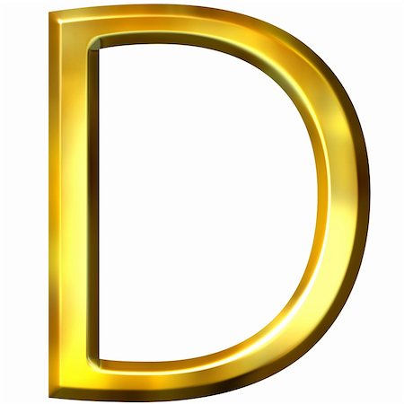 simsearch:400-04543513,k - 3d golden letter D isolated in white Stock Photo - Budget Royalty-Free & Subscription, Code: 400-04392758