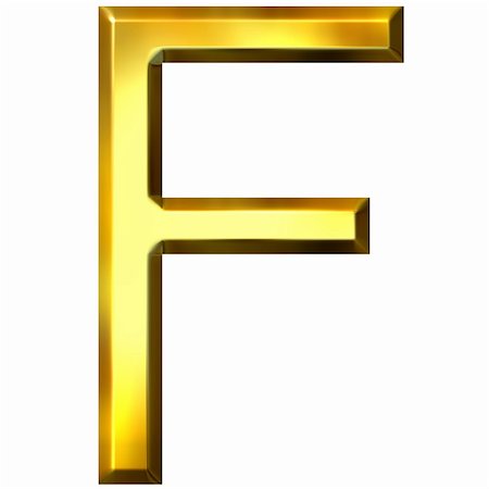 simsearch:400-04543513,k - 3d golden letter F isolated in white Stock Photo - Budget Royalty-Free & Subscription, Code: 400-04392760