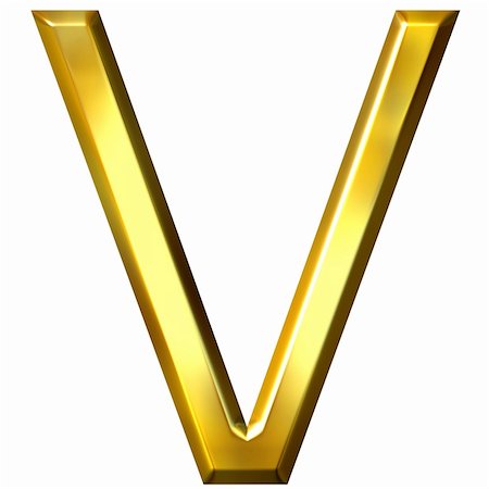 simsearch:400-04543513,k - 3d golden letter V isolated in white Stock Photo - Budget Royalty-Free & Subscription, Code: 400-04392770