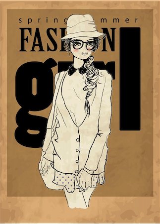 studiobread (artist) - fashion illustration cover girl sketch drawing penciled vector Stock Photo - Budget Royalty-Free & Subscription, Code: 400-04393054