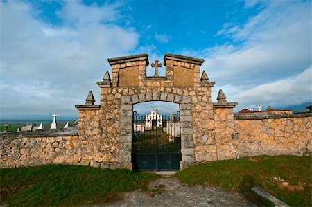 simsearch:400-04032243,k - Stone Wall of the Old Catholic Cemetery in Spain Stock Photo - Budget Royalty-Free & Subscription, Code: 400-04393221