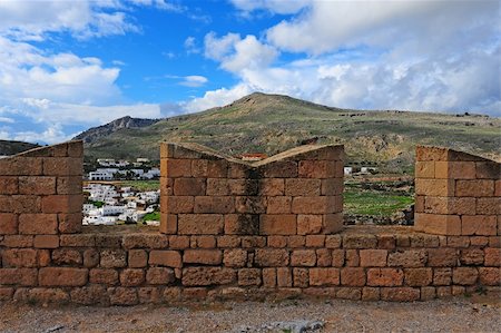 The Ancient Greek Town Lindos From Bird's Eye View Photographie de stock - Aubaine LD & Abonnement, Code: 400-04393241
