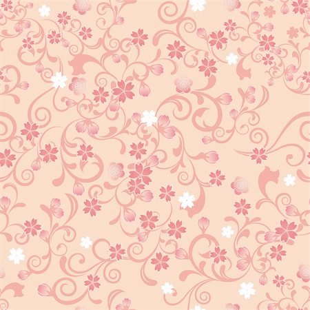 sakura flower pattern - Illustration vector Stock Photo - Budget Royalty-Free & Subscription, Code: 400-04393303